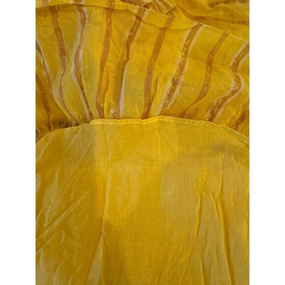 Saylor Dress Womens Small Yellow Cotton Flutter Sleeve V Neck Adrianne Mini - Picture 11 of 12